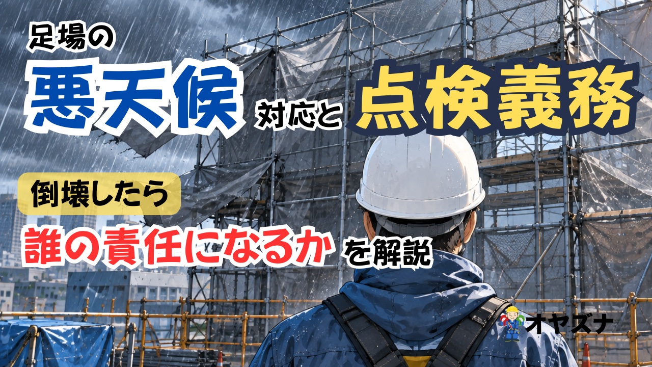 足場の悪天候対応と点検義務、倒壊したら誰の責任になるかを解説