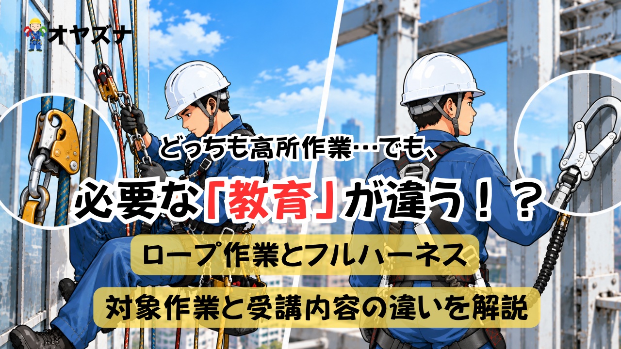 ロープ高所作業特別教育とフルハーネス特別教育の違いを解説