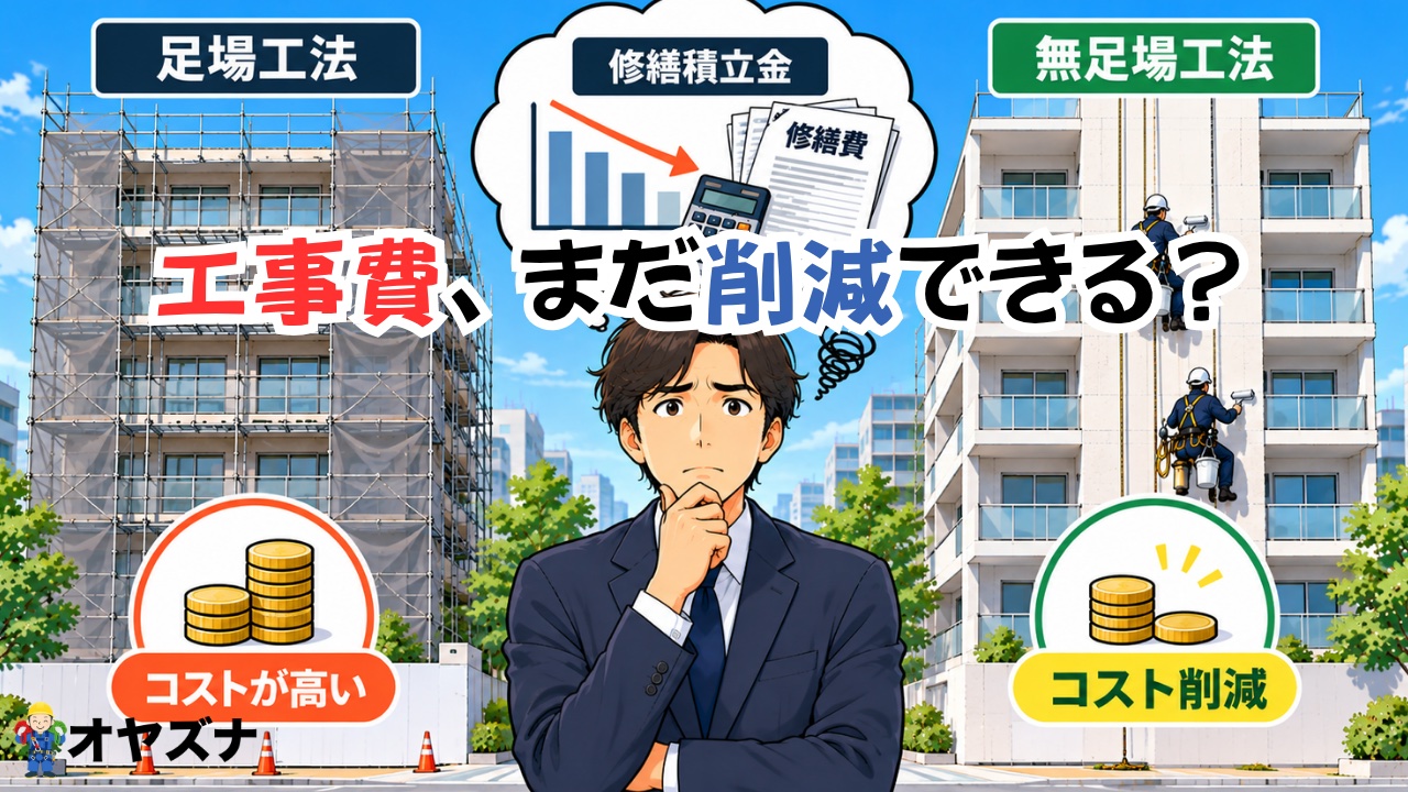 修繕積立金が不足していても、無足場工法ならコスト削減できる