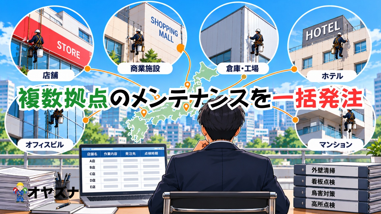 複数店舗・物件の外壁・看板メンテナンス、まとめて発注すべき理由と注意点