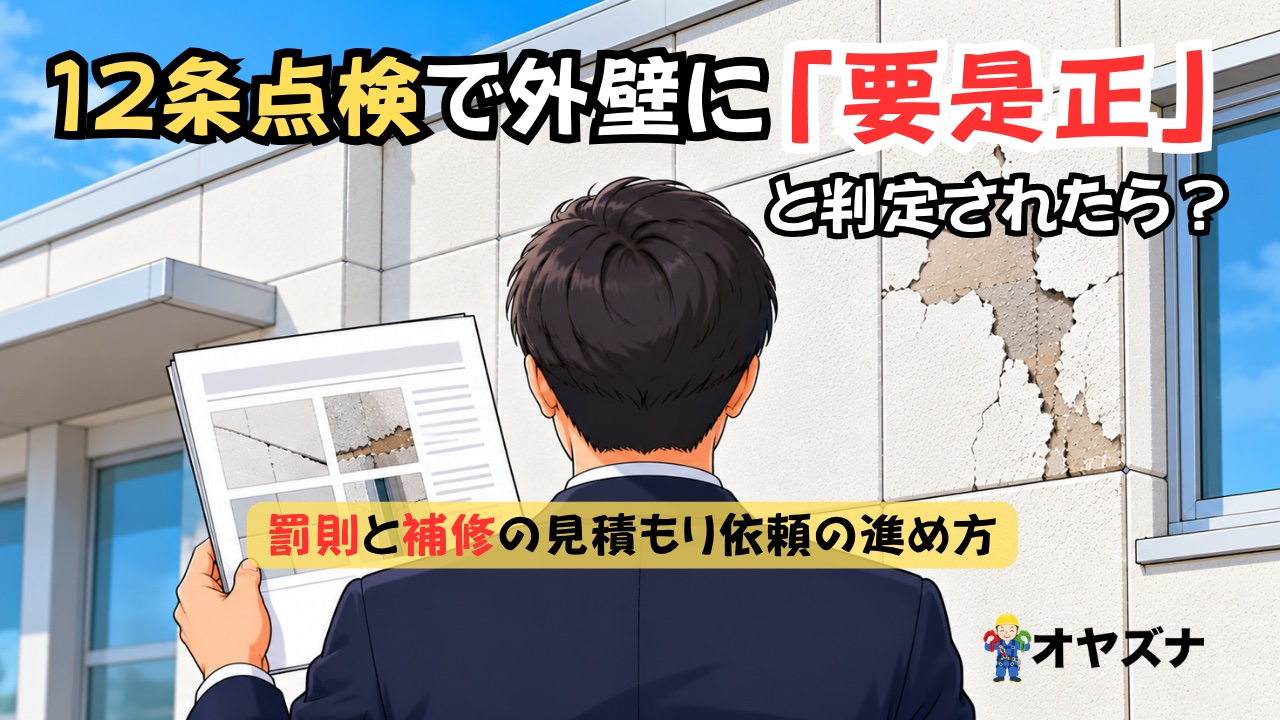 12条点検（特定建築物定期調査）で外壁に「要是正」と判定されたら？罰則と補修の見積もり依頼の進め方